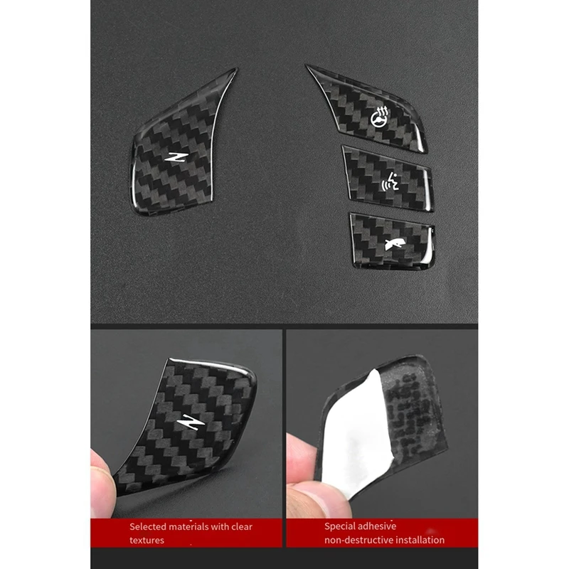 Car Carbon Fiber Steering Wheel Button Sticker Trim Cover For Chevrolet Corvette C8 2020-2023 Heated Decal