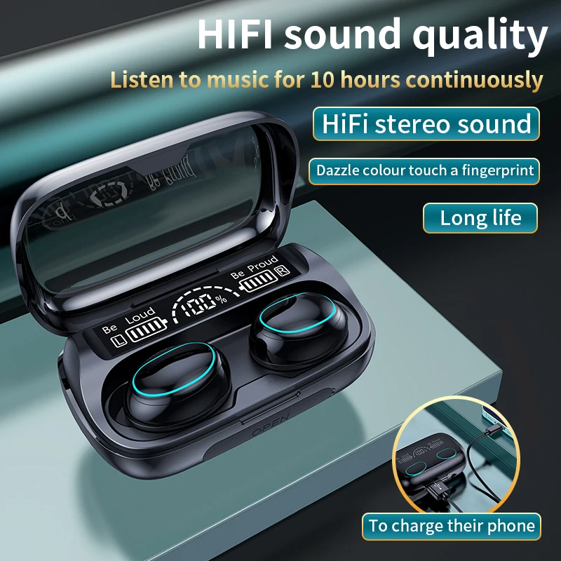 

High Bass Bluetooth Earphones 5.3 Comfortable to Wear Wireless Headphones Sport Three Screen Display Tws Earbuds Gaming Headset