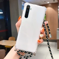 necklace cover for xiaomi redmi note 11 10 9 pro max 4g 5g case transparent soft with landyard strap