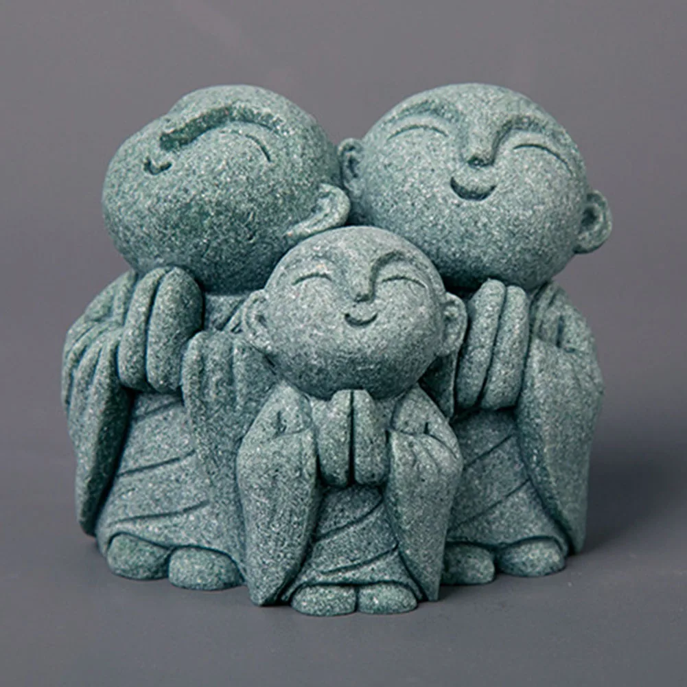 Набор Будды из зеленого песчаника см. No Evil Speak Hear идеально подходит для сада или