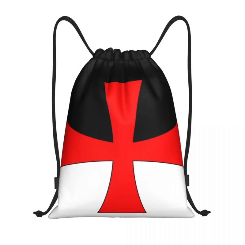 

Knights Templar Flag Drawstring Backpack Bags Women Men Lightweight Medieval Warrior Cross Gym Sports Sackpack Sacks for Yoga