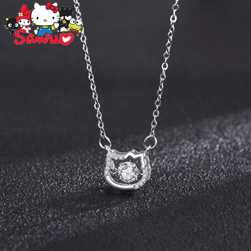 

New Sanrio Hello Kitty Cute KT Cat Smart Pendant Necklace Women's Versatile Niche Design Collarbone Chain Birthday Gift Women