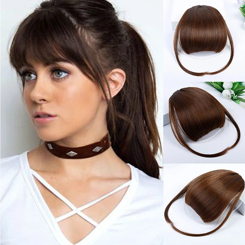 

AS Fake Blunt air Bangs hair Clip-In Extension Synthetic Fake Fringe Natural False hairpiece For Women Clip In Bangs