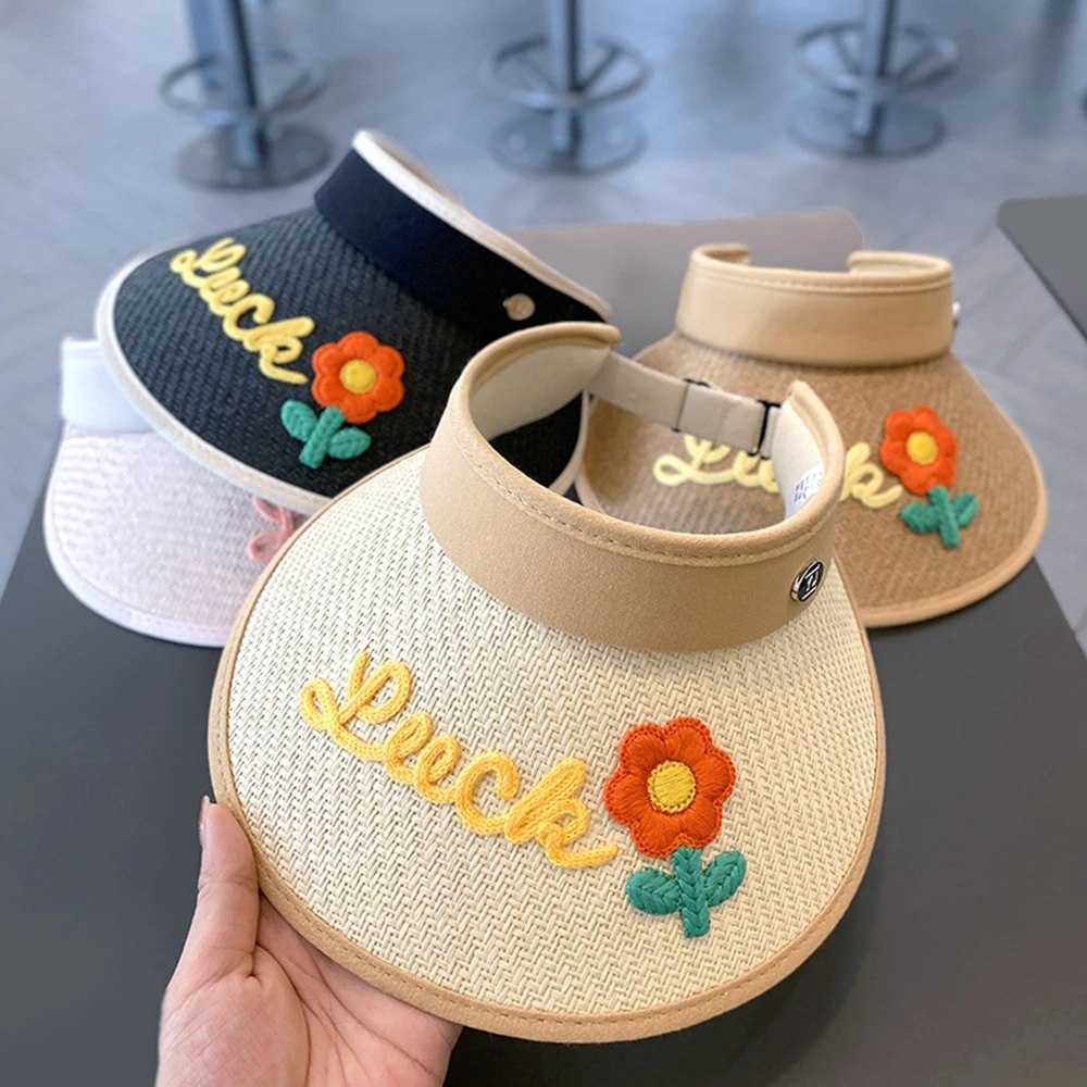 

Children's Fashion Hats Summer Big Eave Sun Protection Cute Girl's Breathable Empty Top Cap Kid's Outdoor Sun Hat Caps For Kids