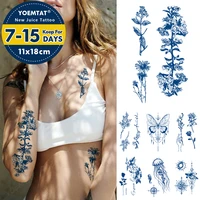 semi permanent waterproof temporary tattoo sticker line flower text genipin herbal leaves juice lasting ink fake shoulder tatoo