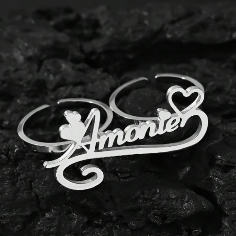 Золотые кольца с именем из нержавеющей стали для девочек персонализированное