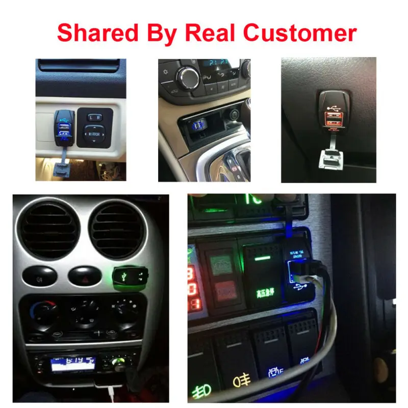 

1x Dual USB 3.1 Power Charger Carling ARB Rocker Fireproof Plastic Switch Blue LED Light Car Boat 12V High Quality Car Accessori