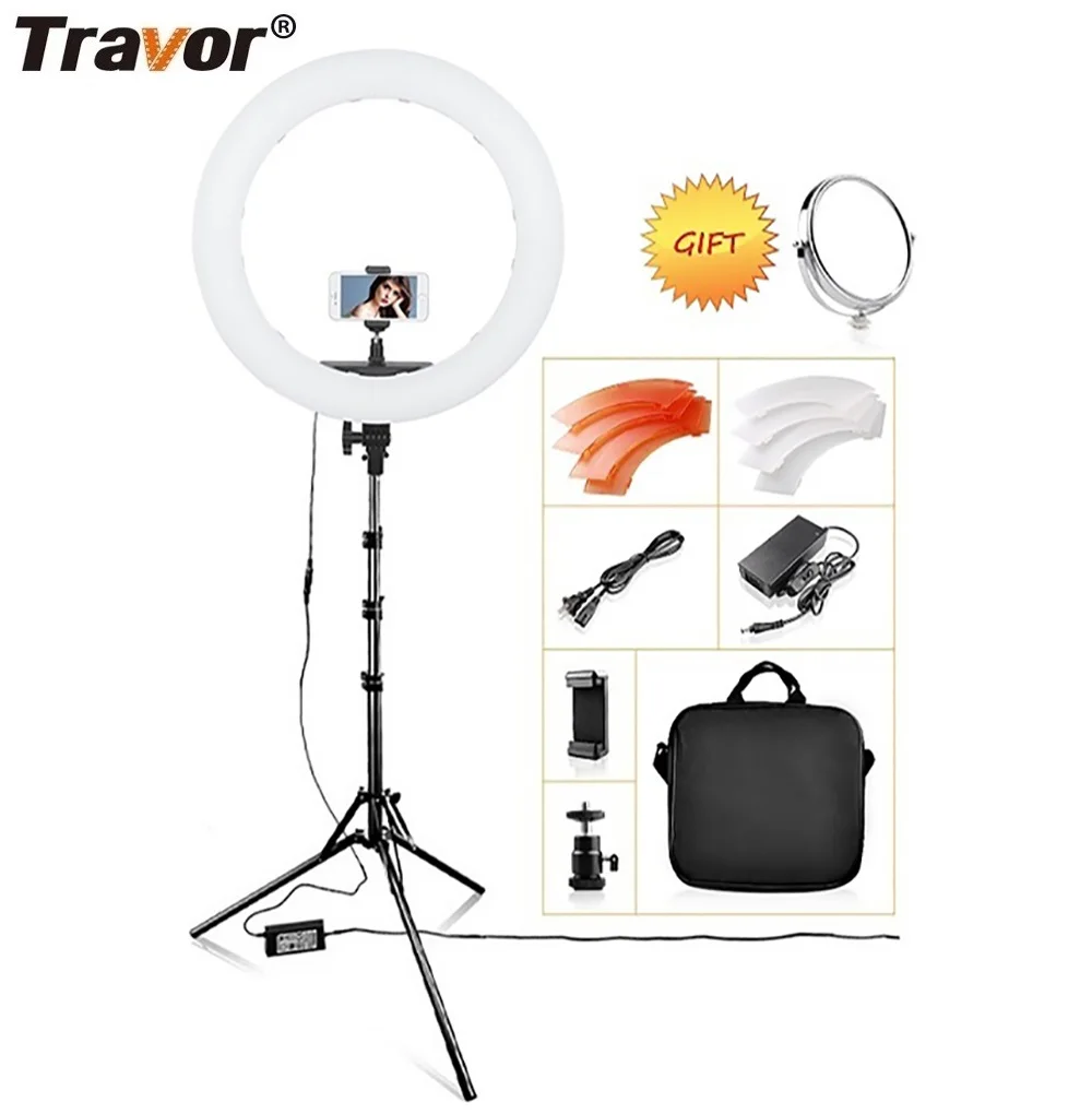 Travor ring lamp 18inch ring light with tripod dimmable 5500k LED light for youtube ringlight hoops light photography ligting