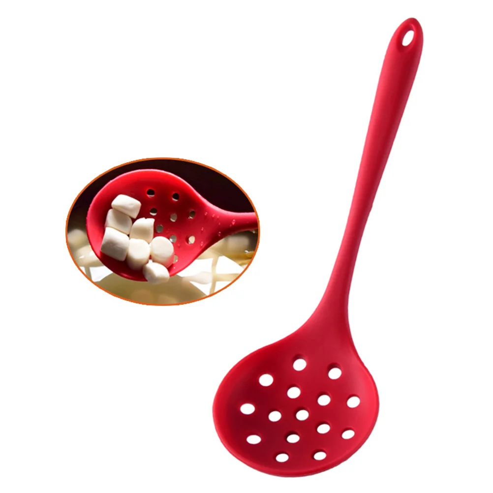 

Spoon Skimmer Silicone Slotted Strainer Cooking Spoons Kitchen Ladle Scoop Colander Serving Premium Nonstick Wok Soup Spider Non