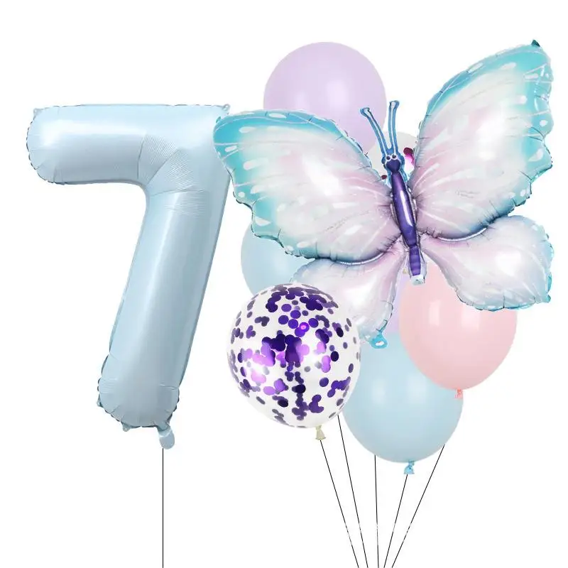 Воздушные шары для дня рождения бабочки Blue Age № 1 2 3 4 5 6 дети год юбилейные товары 10