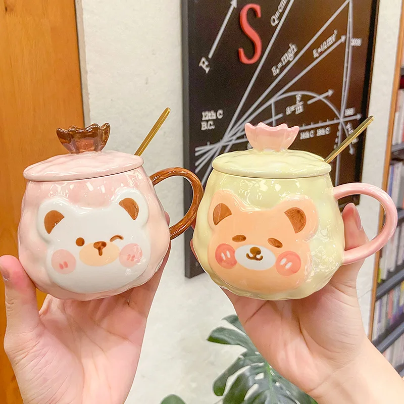 

Cute Ceramic Coffee Cups Creative Little Bear Mugs Family Breakfast Milk Tea Cup Juice Tea Water Drinkware Personality Gift