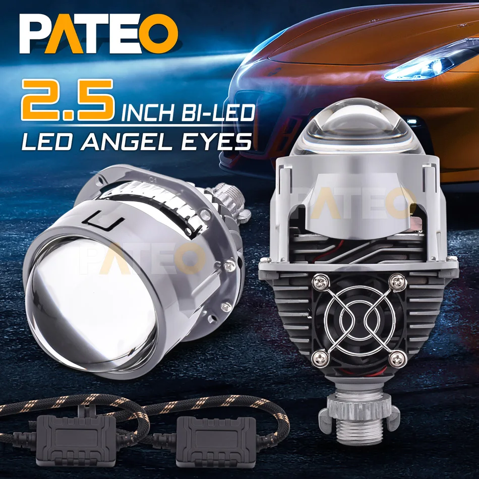 75W Bi-LED מקרן עדשת 2.5 אינץ פנס H4 H7 5000K LED מנורת H1 9005 9006 H11 LED מלאך עיניים DRL רכב אופנוע Restyling