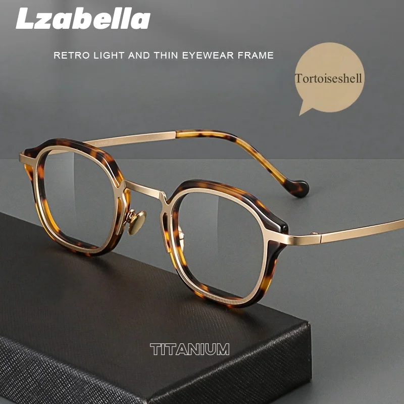 Фото Lzabella новые модные ретро круглые роскошные ацетатные титановые очки оптические очки по рецепту оправа для мужчин и женщин MP07 №1