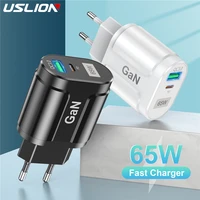uslion 65w gallium nitride gan qc3 0 pd3 0 charge adapter for macbook pro laptop universal charger for iphone 13 huawei samsung