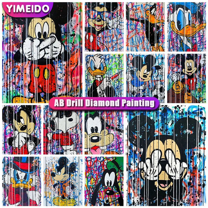 

5D DIY AB Diamond Painting Disney Mickey Mouse Rhinestone Picture Full Drill Diamond Embroidery Mosaic Cartoon for Children