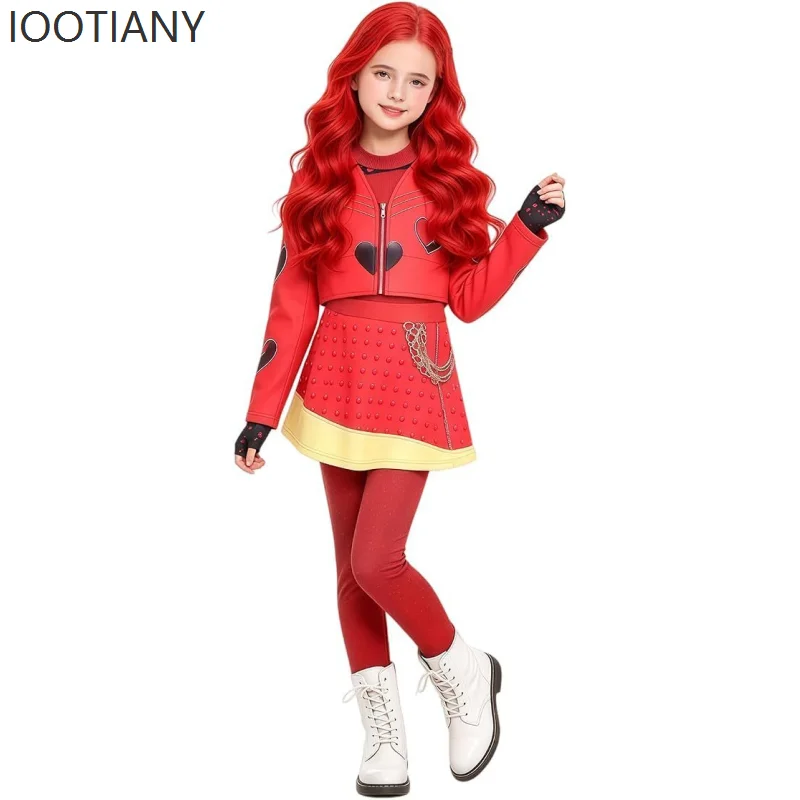 Костюм для косплея Descendants Fantasia Red, детский комбинезон с перчатками Evie, наряд для женщин на вечеринку, Хэллоуин, карнавал, сценический костюм. (art.: 3920dcd3d6a53) - 3920dcd3d6a53