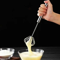 semi automatic egg beater 304 stainless steel egg whisk manual hand mixer self turning egg stirrer kitchen egg tools