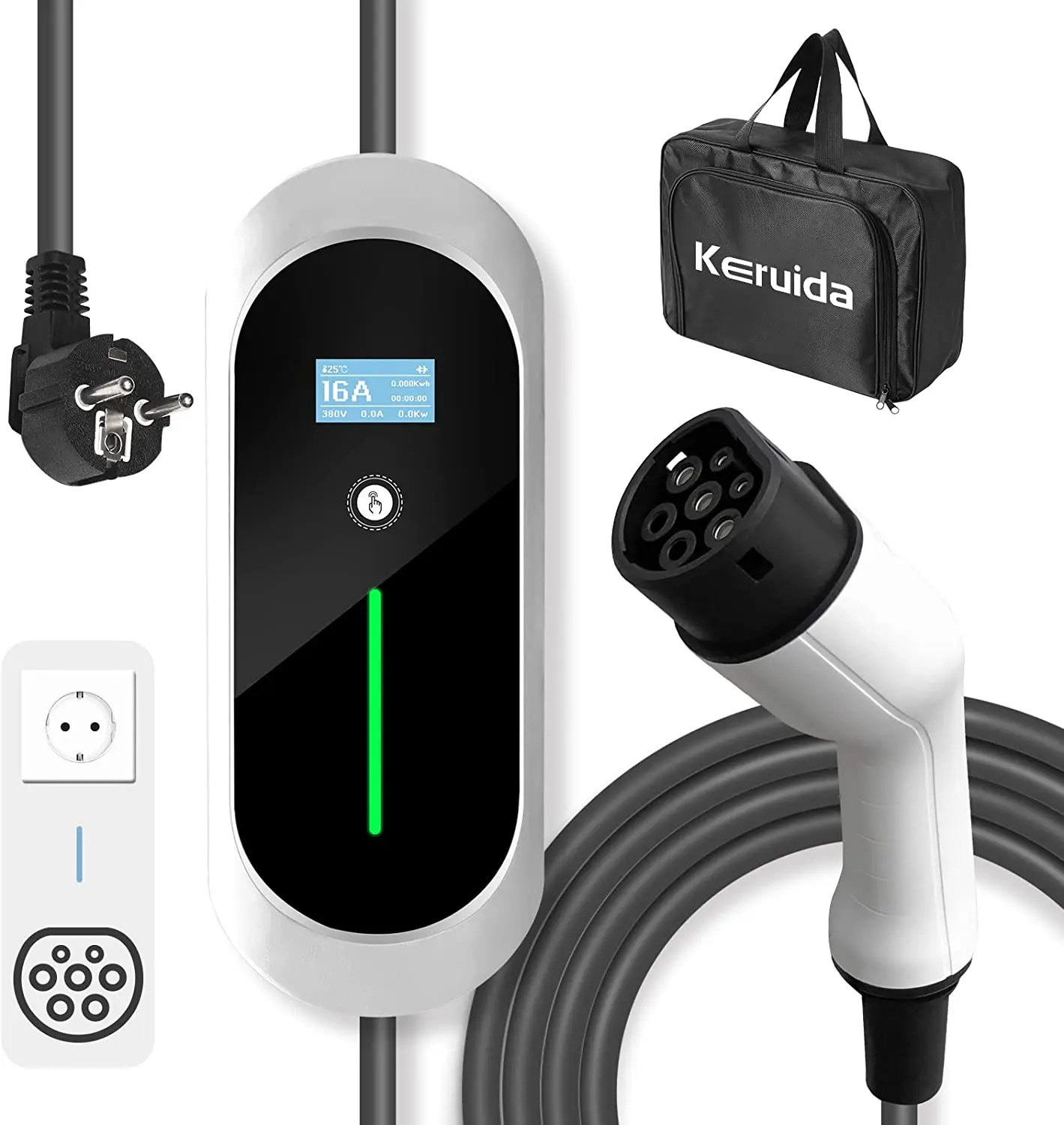 

Keruida type 2 charging cable Schuko 3.7kw 16A, 8 meters EV charger for electric car & hybrid, 1 1-phase charger electric car type 2 tr