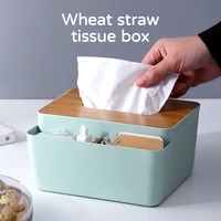wheat straw tissue box holder bamboo cover toilet box storage box napkin holder case paper dispenser paper towel tissue case
