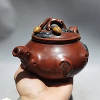 8 chinese yixing zisha pottery hand carved longevity peach pot dragon pot kettle red mud teapot pot tea maker office ornaments