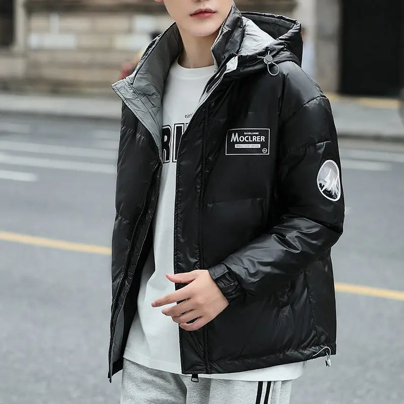 Men's white duck down jacket new high-end glossy wash-free short middle-aged and young winter men's jacket top