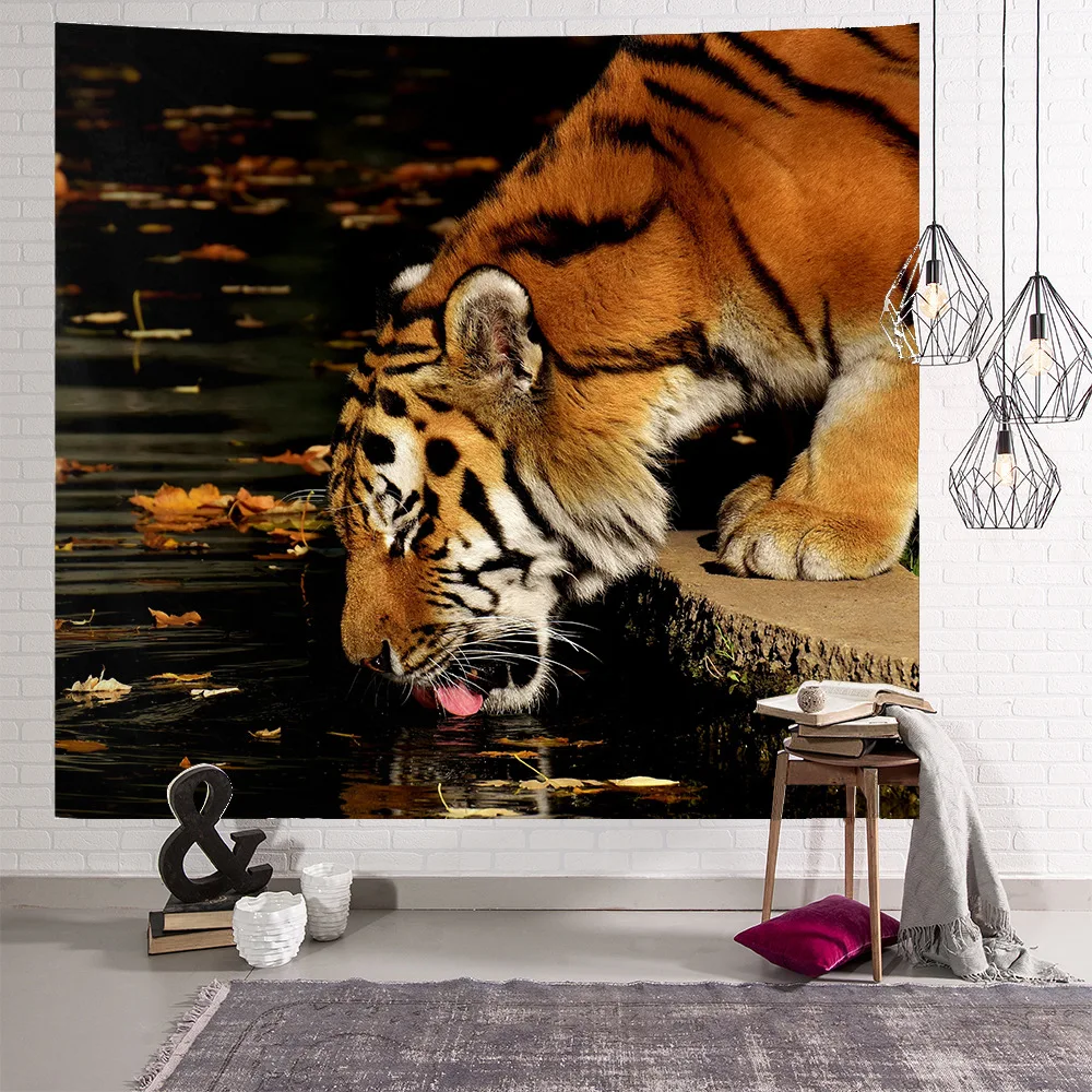 

Tiger Heads Tapestry Ferocious Beasts Wall Tapestry HL-95FK01