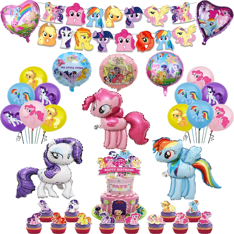 Фольгированные воздушные шары в виде Маленького Пони розовый гелиевый гелий