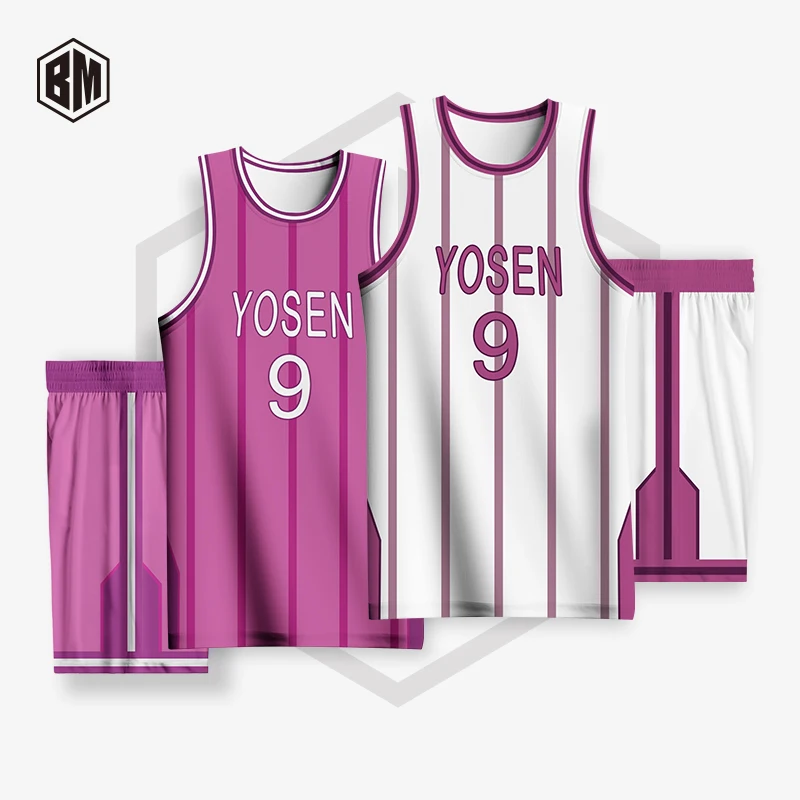 

Blank Full Sublimation Basketball Sets For Men Stripe Customizable Team Name Number Logo Printed Jerseys Shorts Training Uniform