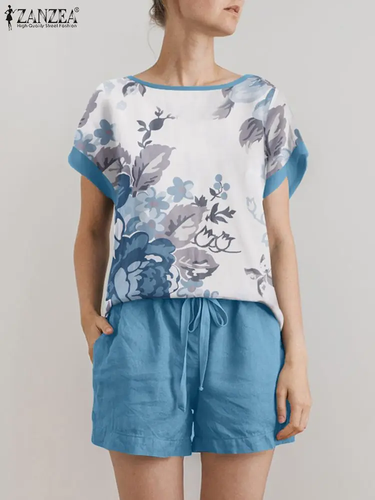 Шорты ZANZEA женские на шнуровке повседневный свободный комплект из 2 предметов