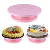 1pc 14cm plastic cake stand cake rotating turntable table kitchen round display plate