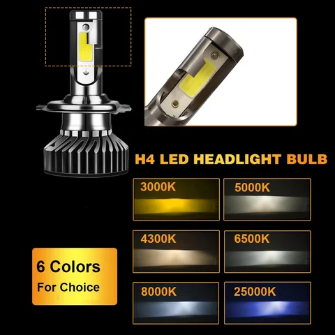 YHKOMS Мини-размер Автомобильная фара H4 H7 LED 3000K 4300K 5000K 6500K 8000K 25000K H1 H8 H9 H11 9005 9006 Светодиодная лампа Автоматическая противотуманная фара 12 В
