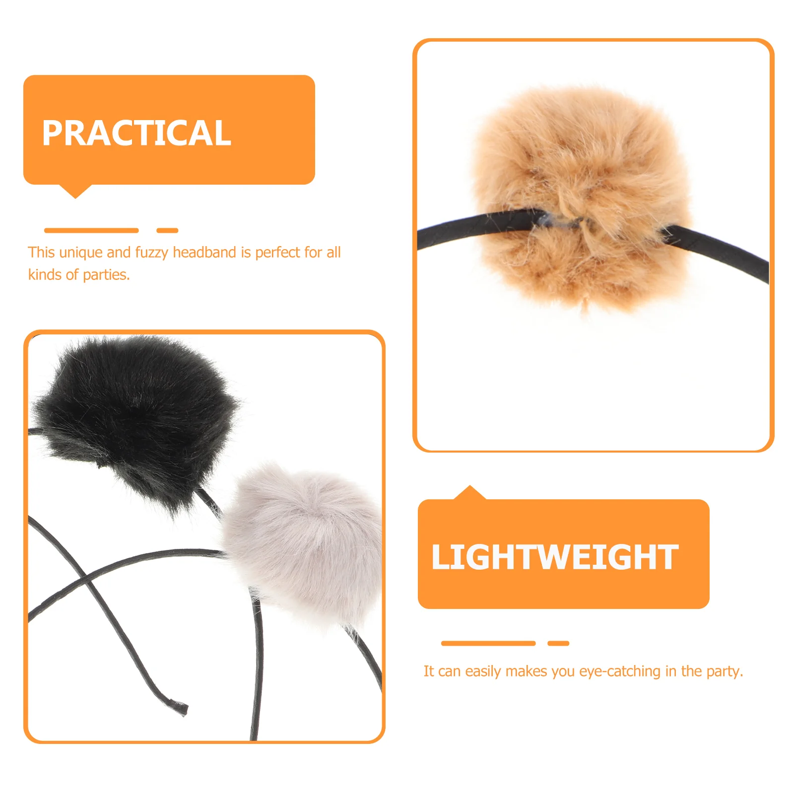 4pcs Fuzzy Ball Cat Ear Headband Lovely Headwear Accessory for Kids Children (Mixed Style)