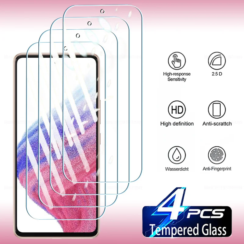 4PCS Tempered Glass For Samsung Galaxy A53 A52 A51 A73 A72 A71 5G Screen Protector Galaxy A52s M53 M52 M51 M62 F62 Glass Film