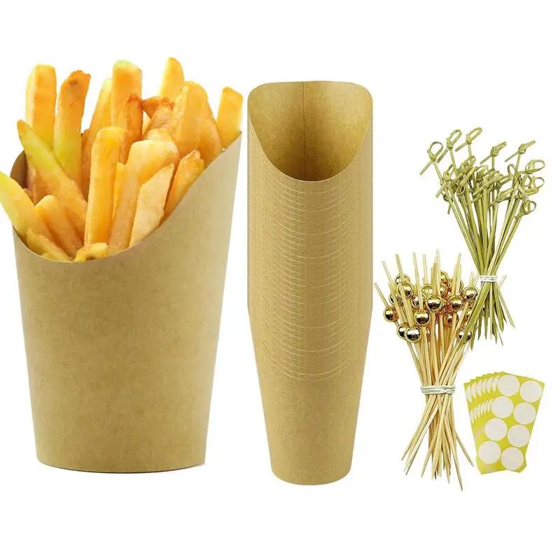 

Paper Snack Boxes With Cocktail Picks Paper Boxes For Snack 12oz Kraft Brown Kraft Paper Cups With Toothpicks For Egg Puff