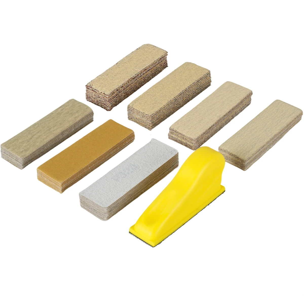

Micro Sander Kit Hook and Loop Sander Paper Assorted Grit Mini Sanding Strip Detail Hand Sanding Tool with 70pcs Sandpaper for