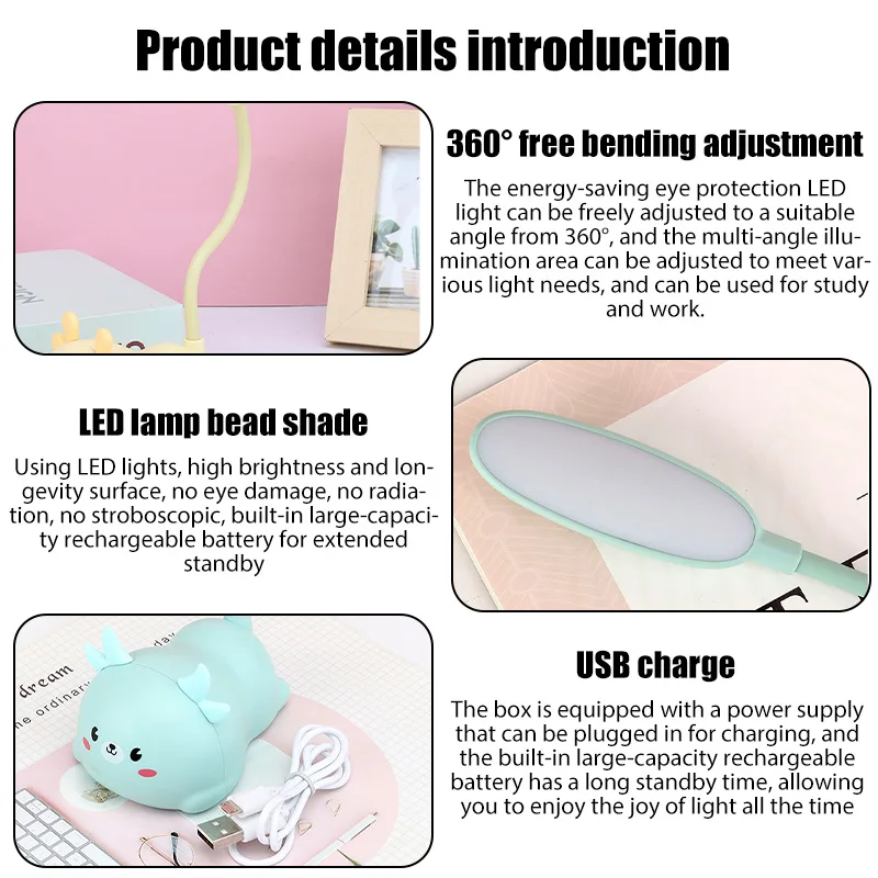 Настосветильник Светодиодная лампа с зарядкой от Usb для защиты глаз детей |