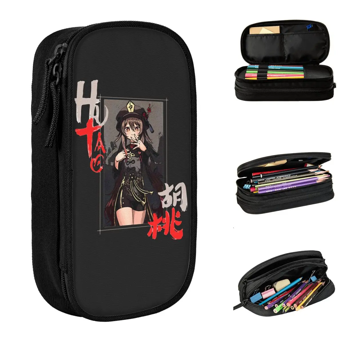 

Lovely Hu Tao Genshin Impact Pencil Case Anime Game Pencilcases Pen Holder Kids Big Capacity Bag Students School Gift Stationery