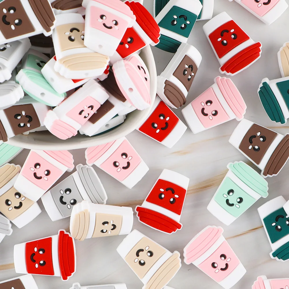 5/10Pcs Mini Silicone Beads Coffee Cup Beer Cup Donut Ice Cream Focus Beads DIY Necklace Pacifier Chain For Jewelry Making