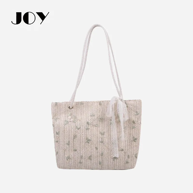 

Соломенная Сумка JOY для женщин, новая и простая кружевная плетеная Сумка с цветами, пляжная сумка, сумка-тоут через плечо