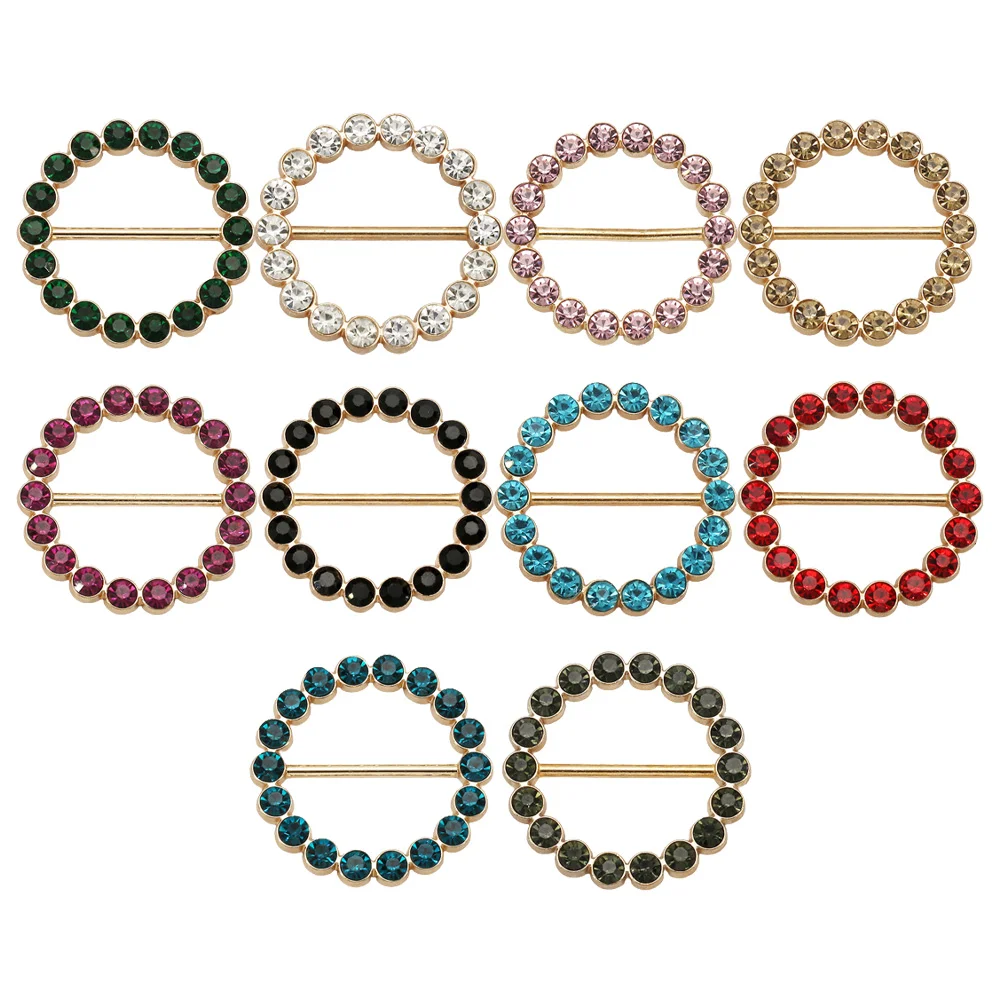 

Clip Scarf Ring Buckle Shirt Clothing Tie Circle Clips T Waist Rings Exquisite Fastener Wrap Holder Metal Rhinestone Silk Pin