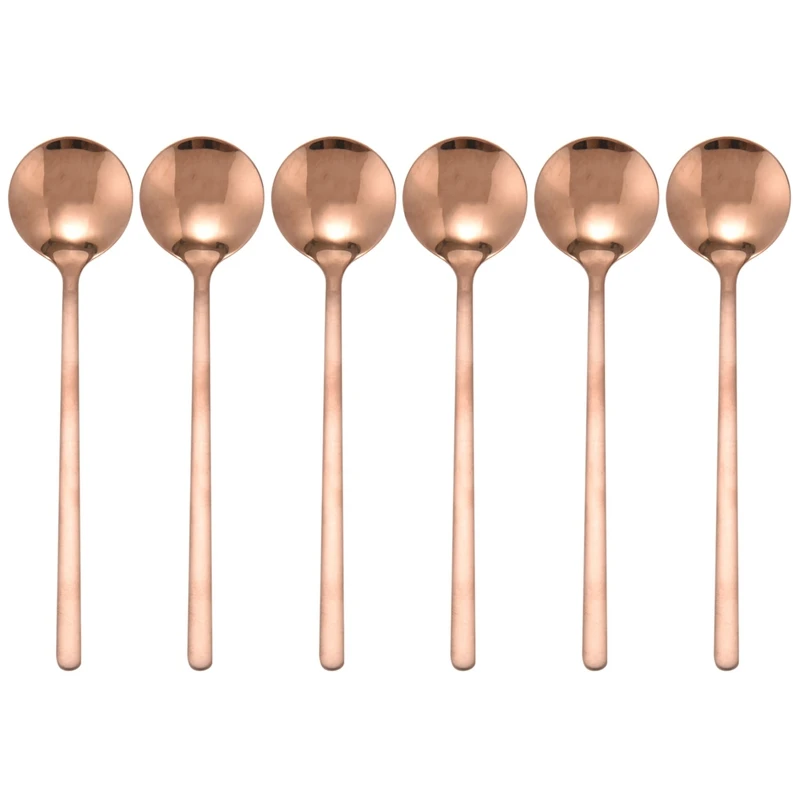 

ABSF Stainless Steel 6Pcs Espresso Spoons Teaspoons For Coffee Sugar Dessert Cake Ice Cream Soup Antipasto