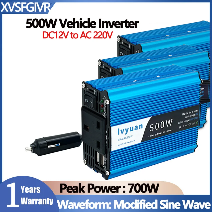 

500W car inverter 12V to 220V Auto inverter modified sine wave power converter