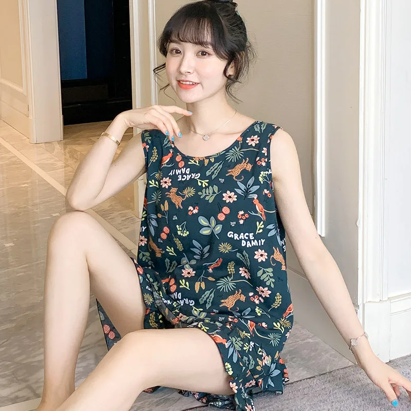 Womens Pajamas Set Summer Floral Printed Tank And Shorts Pajamas Set for Women Soft Cotton Sleepwear Loungewear 2 Piece PJS Sets