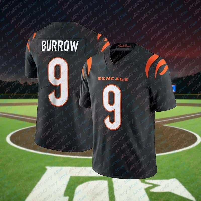 Мужская Футболка Для Регби Bengals Joe Burrow # 9. Высококачественная Дышащая