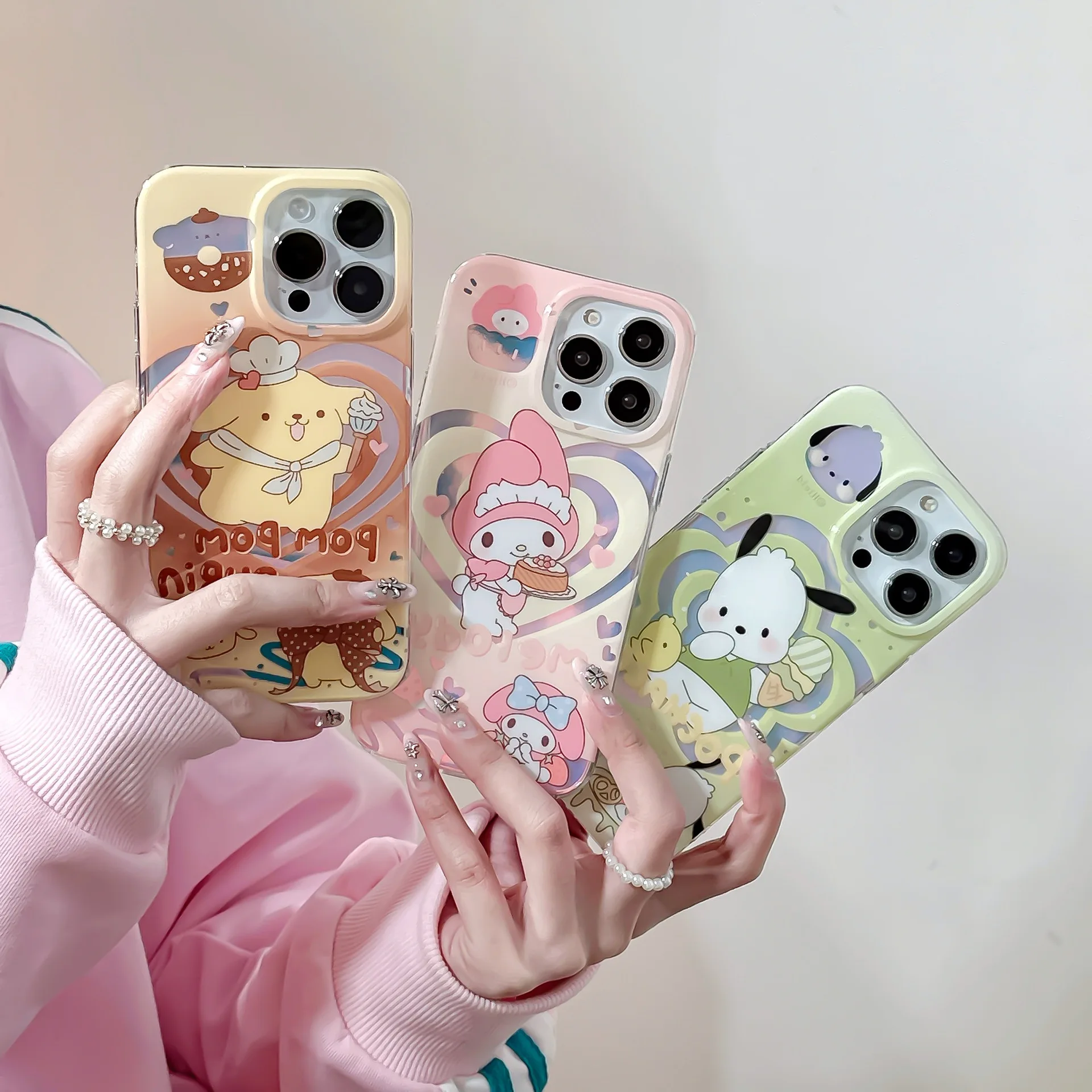 

Sanrio Phone Case Cartoon Cute My Melody Pochacco Case For Apple14 13 12 11 Pro Max 14 Pro Anti-drop Soft Back Cover Girl Gift