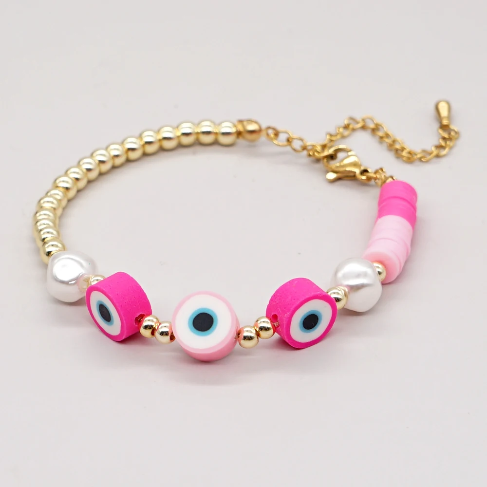 Go2BoHo браслет сглаза модные ювелирные изделия золотые бусины искусственный