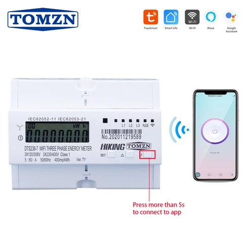 Tuya 3 фазы din-рейка WIFI умный счетчик энергии таймер энергопотребление монитор кВтч метр ваттметр 3*120 в 3*220 В 3*230 В 50/60 Гц