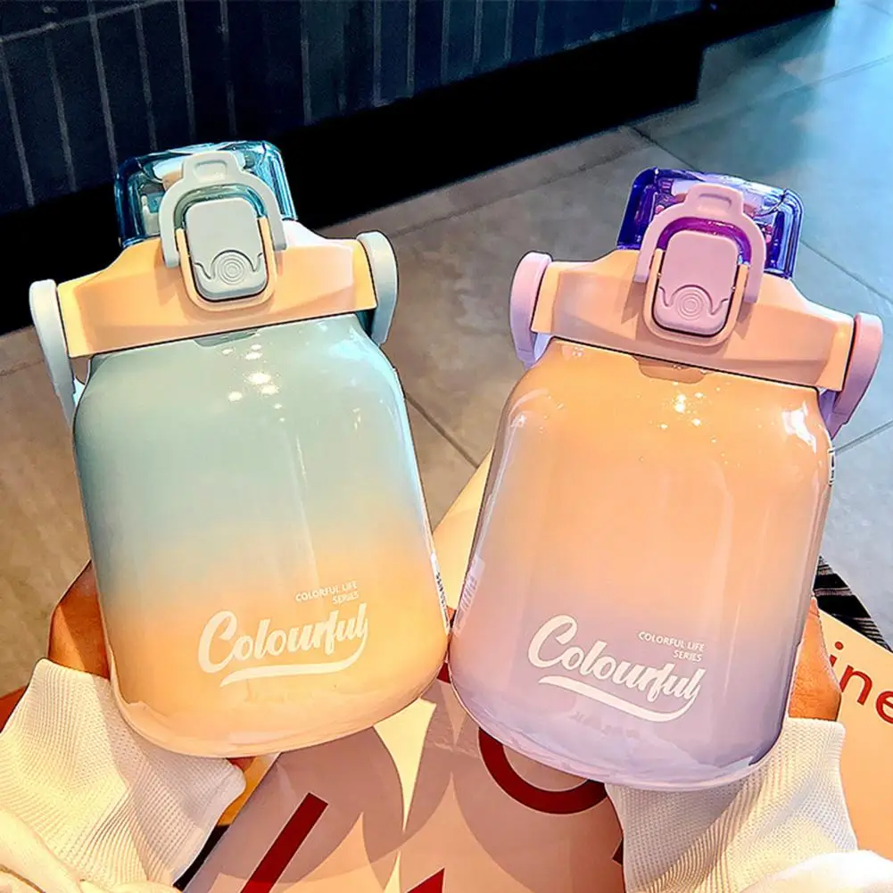 

New Pot-bellied Stainless Steel Pot Gradient Color Thermos Cup Portable Double-drink Thermos Bottle Couple Thermos Cup