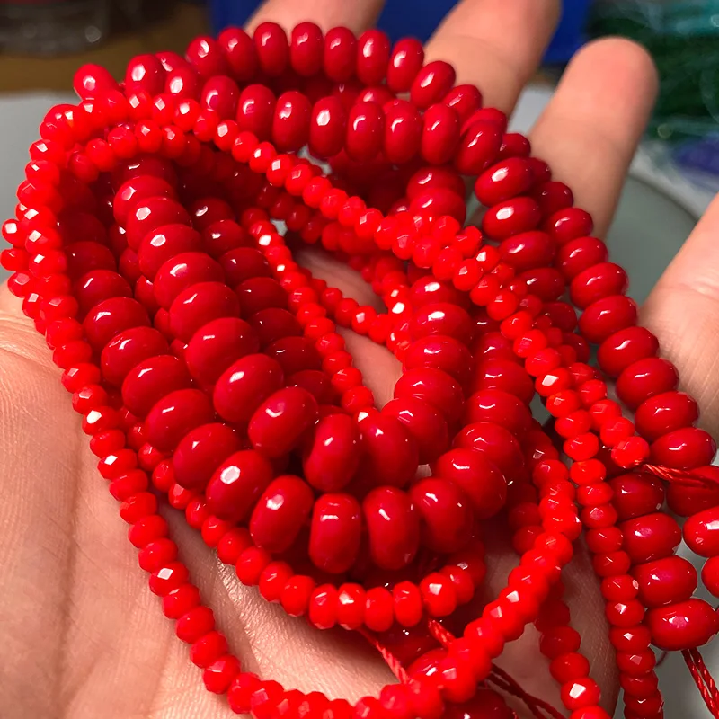 YWROLE  Red Coral Color Round Irregular Wheels Rondelle Natural Space Stone Bead for Jewelry Making Diy Bracelet Necklace Charms