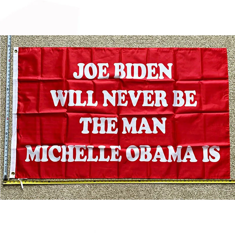 

Donald Trump Flag FREE SHIPPING 2024 Don Jr Biden Will Never be the Man Michelle Obama Is Red USA Sign 3x5' yhx0065